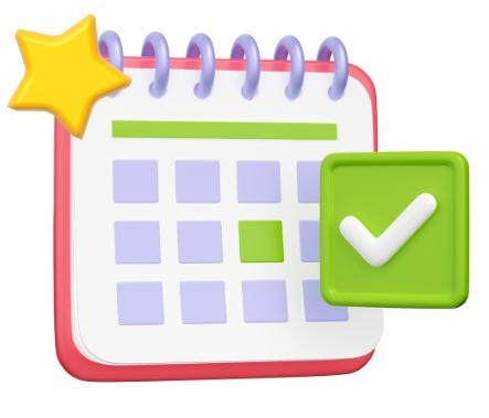 Calendario com checklist de atividades concluidas